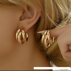 Gold‎ Hoop Earrings Women's New f31